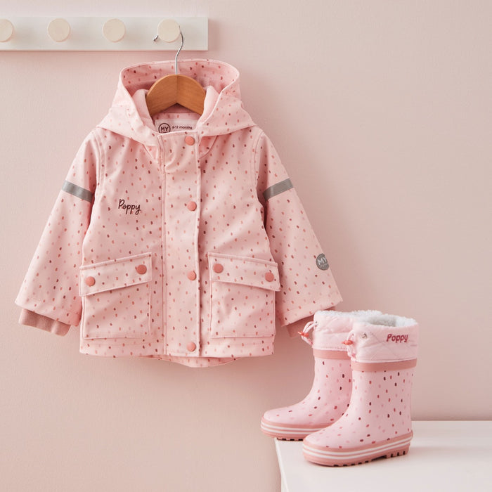 Personalised Pink Spot Rainy Day Set