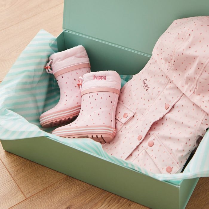 Personalised Pink Spot Rainy Day Set