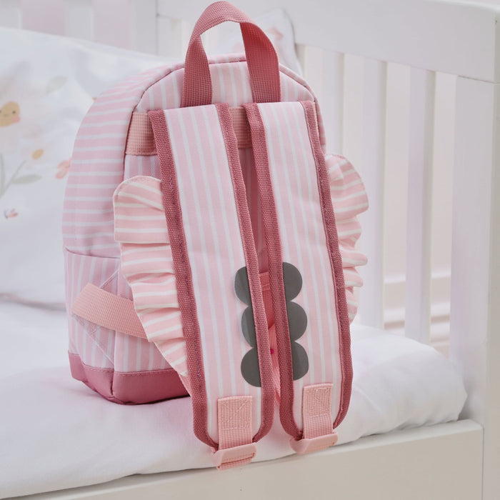 Personalised Pink Stripe Frill Mini Backpack