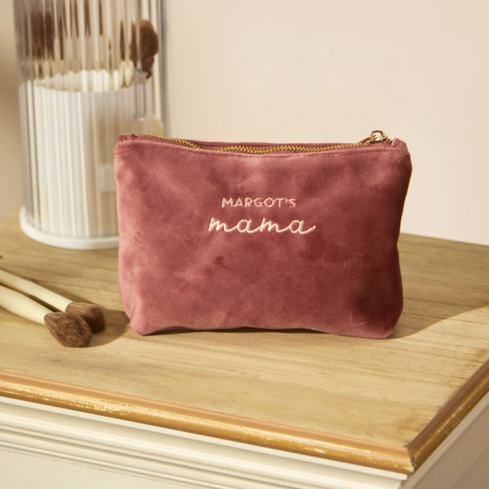 Personalised Pink Velvet Mama Make-Up Bag