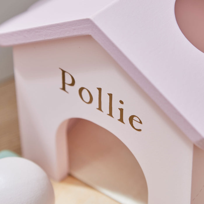 Personalised Pink Wooden Bunny Ball Drop Box Toy FSC®