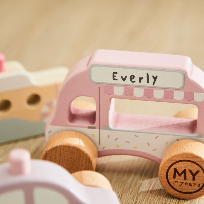 Personalised Pink Wooden Stacking Vehicles FSC®