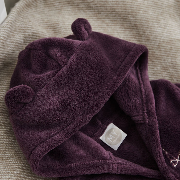 Personalised Plum Fleece Robe With Ears