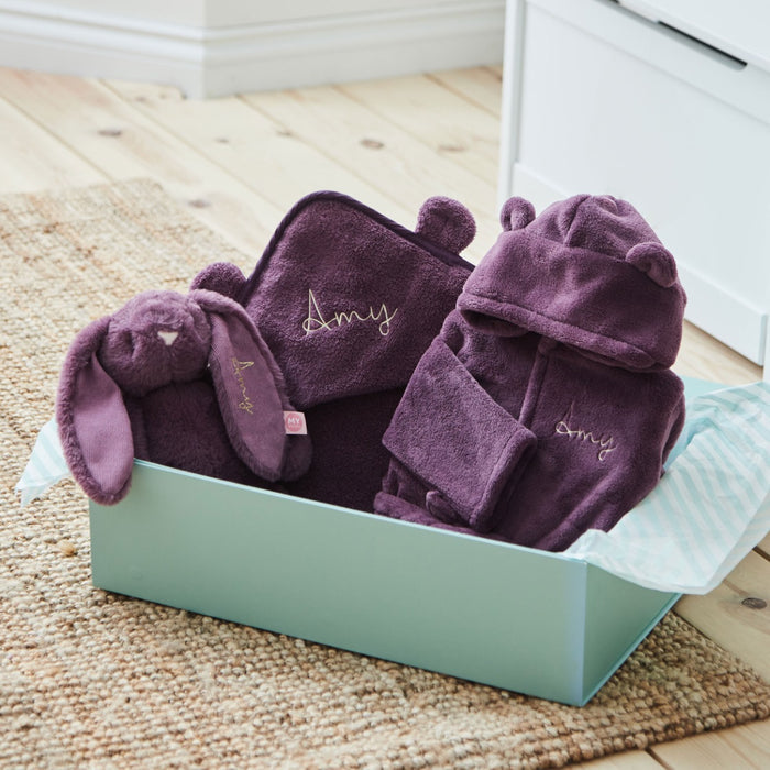 Personalised Plum Splash, Snuggle and Cuddle Gift Set