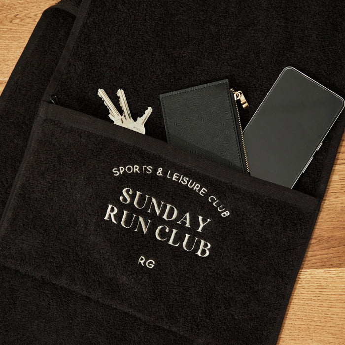 Personalised Pocket Black Gym Towel