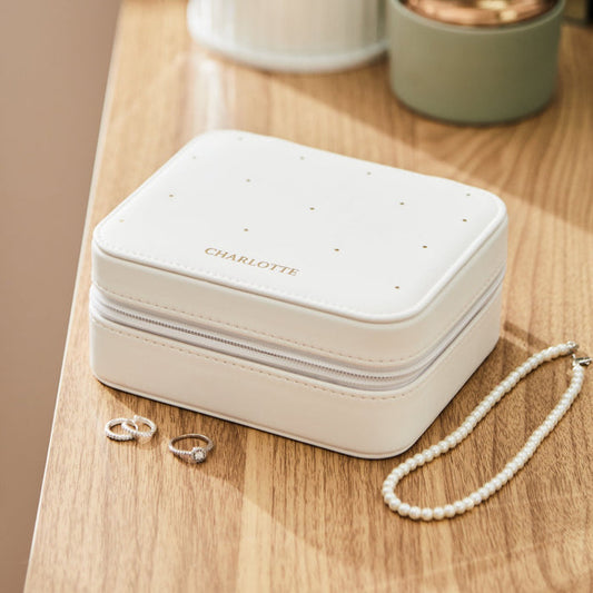 Personalised Polka Dot Jewellery Box in White by Made Yours