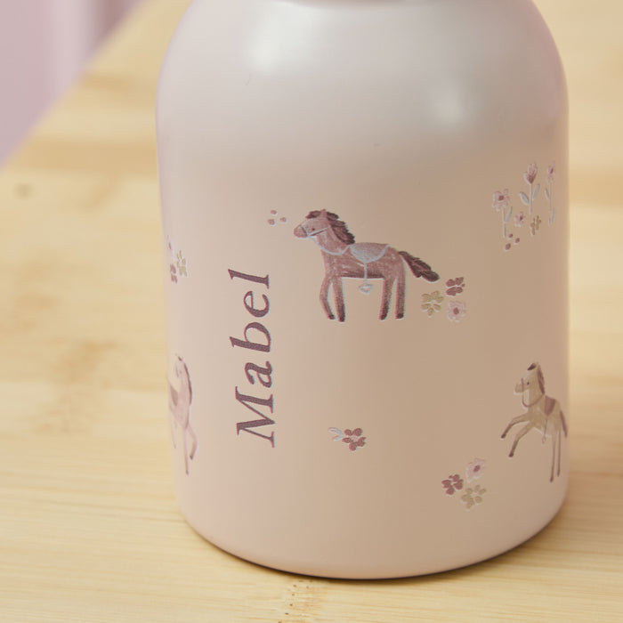 Personalised Ponies Print Pink Bottle