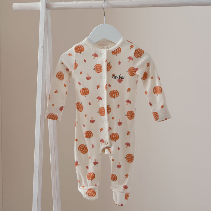 Personalised Pumpkin Organic Sleepsuit