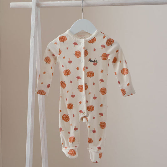 Personalised Pumpkin Organic Sleepsuit
