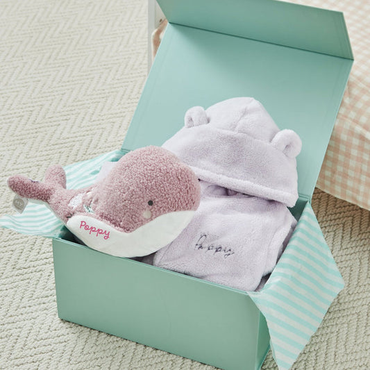 Personalised Purple Whale Snuggle and Cuddle Gift Set