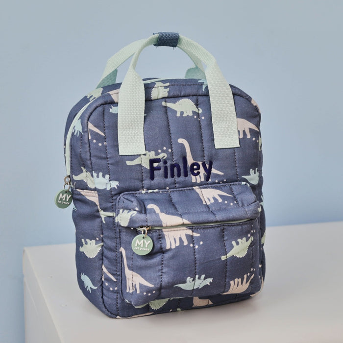 Personalised Quilted Dino All-Over Print Mini Backpack