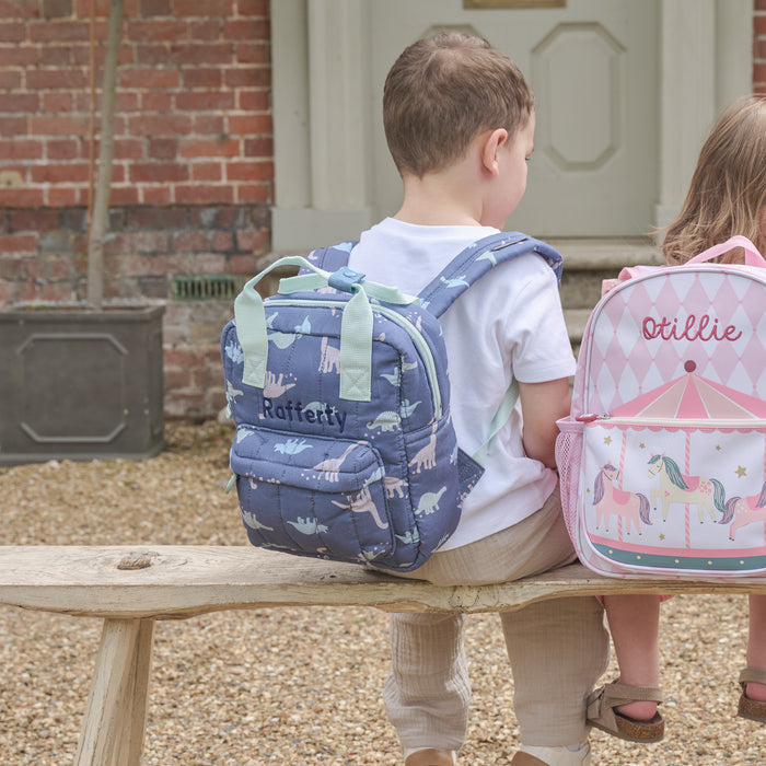 Personalised Quilted Dino All-Over Print Mini Backpack