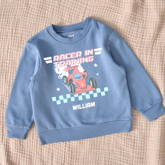 Personalised Race Car Blue Sweater