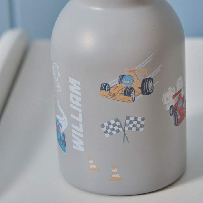 Personalised Race Car Blue Water Bottle