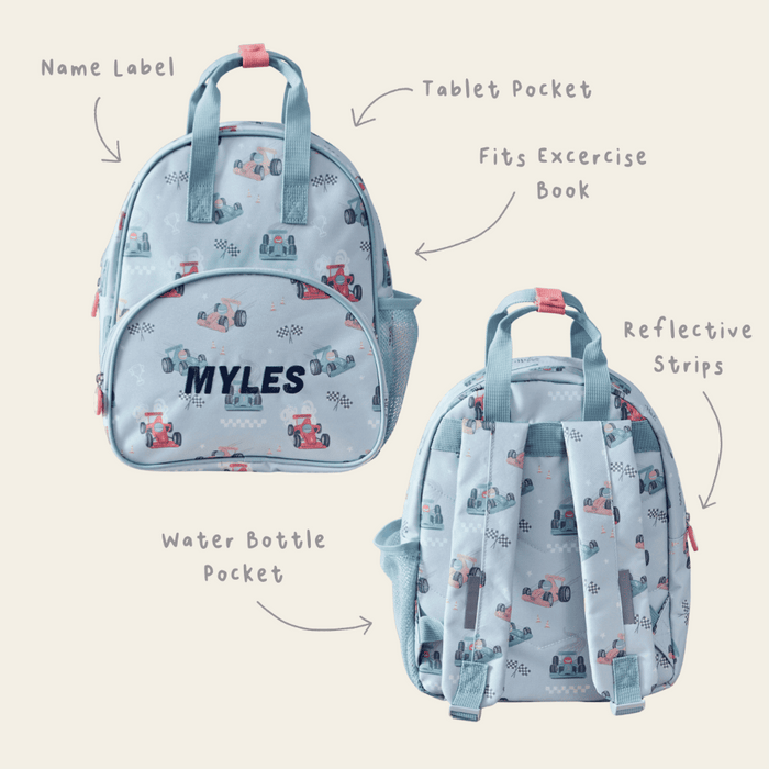 Personalised Race Car Medium Backpack