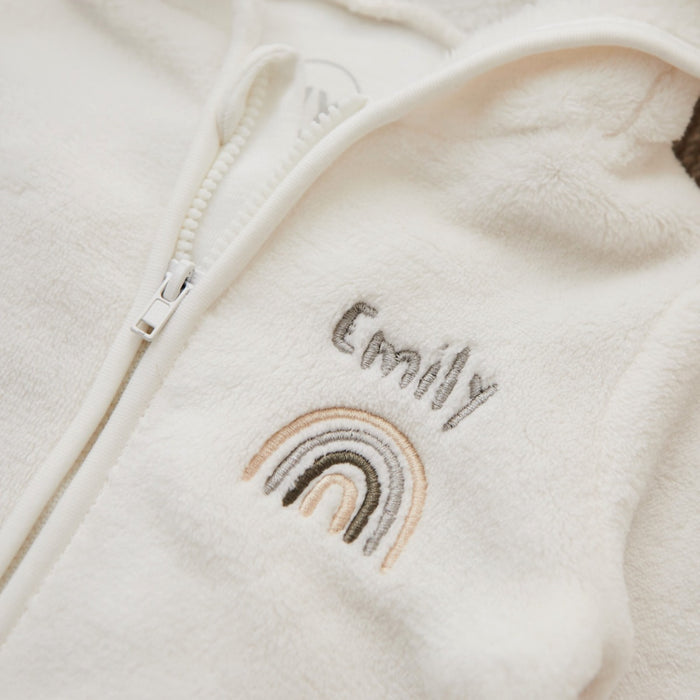 Personalised Rainbow Ivory Fleece Onesie