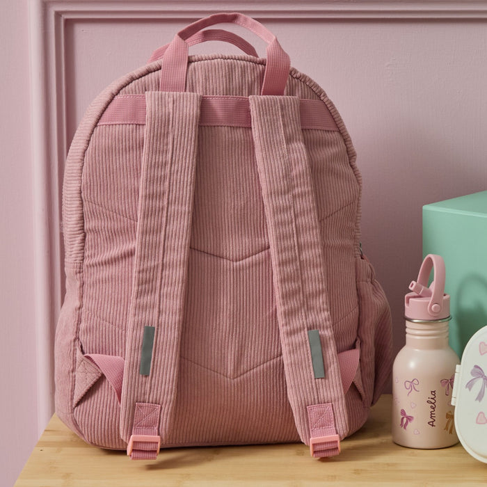 Personalised Rainbow Large Pink Cord Backpack