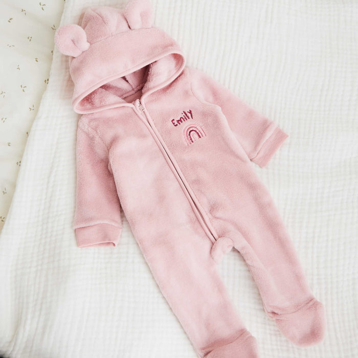 Personalised Rainbow Pink Fleece Onesie