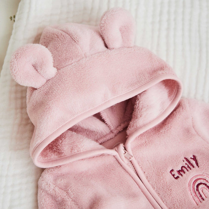 Personalised Rainbow Pink Fleece Onesie