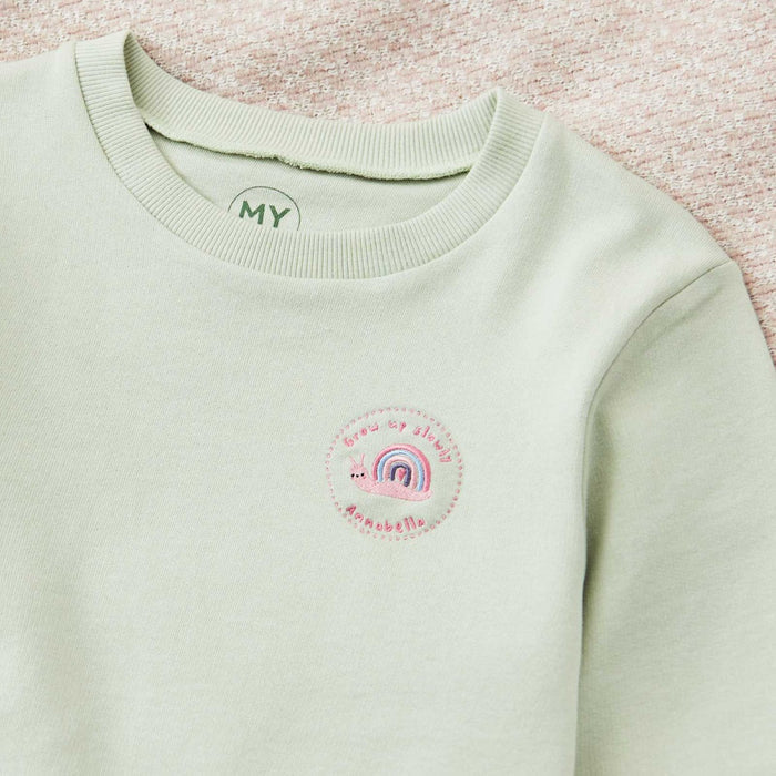 Personalised Rainbow Snail Sage Sweatshirt