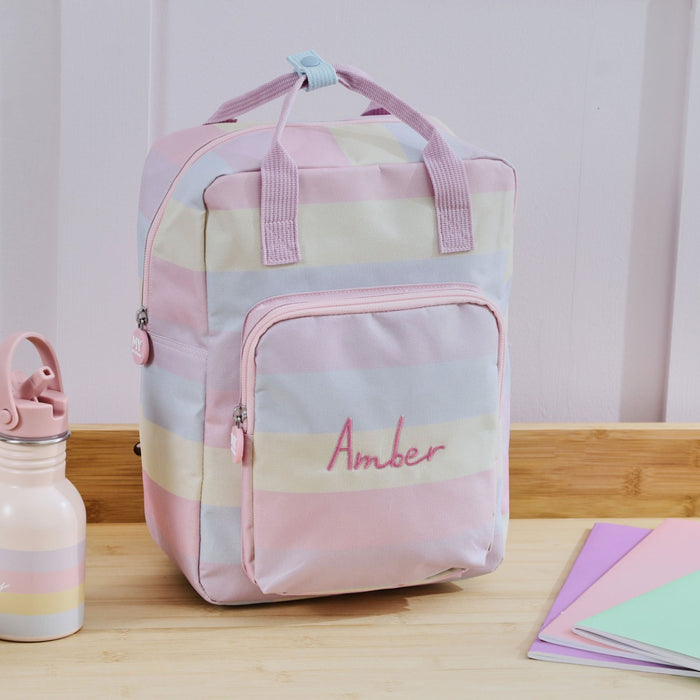 Personalised Rainbow Stripe Medium Backpack