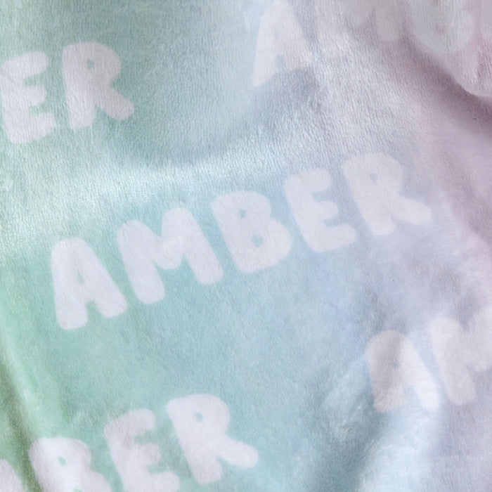 Personalised Rainbow Stripe Print Name Fleece Blanket