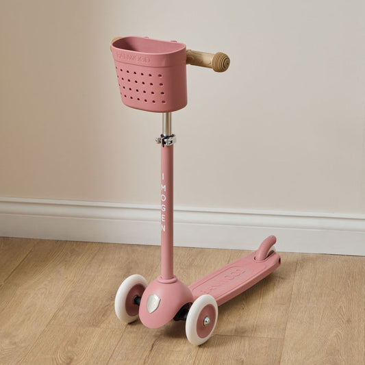 Personalised Raspberry Eco Banwood Three-Wheel Scooter