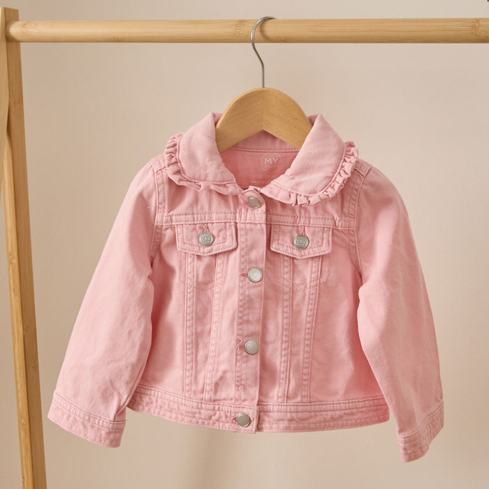 Personalised Red Fruit Pink Frill Denim Jacket