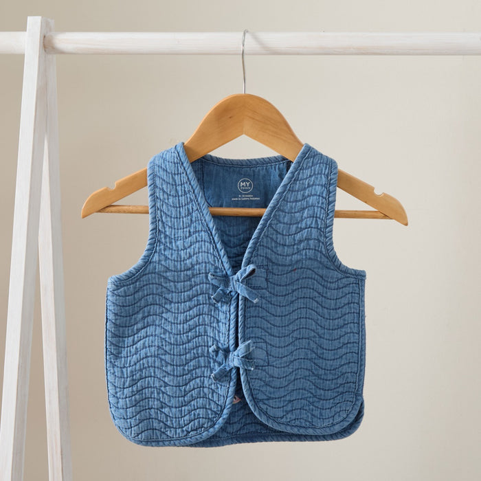 Personalised Red Fruit Quilted Denim Gilet