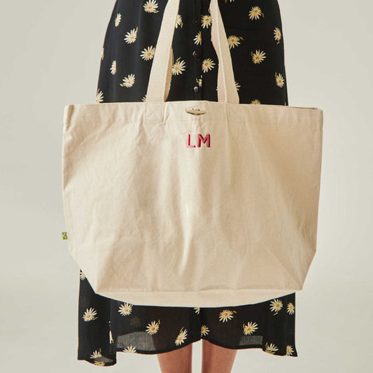 Personalised Red Initial Canvas Tote Bag by Made Yours