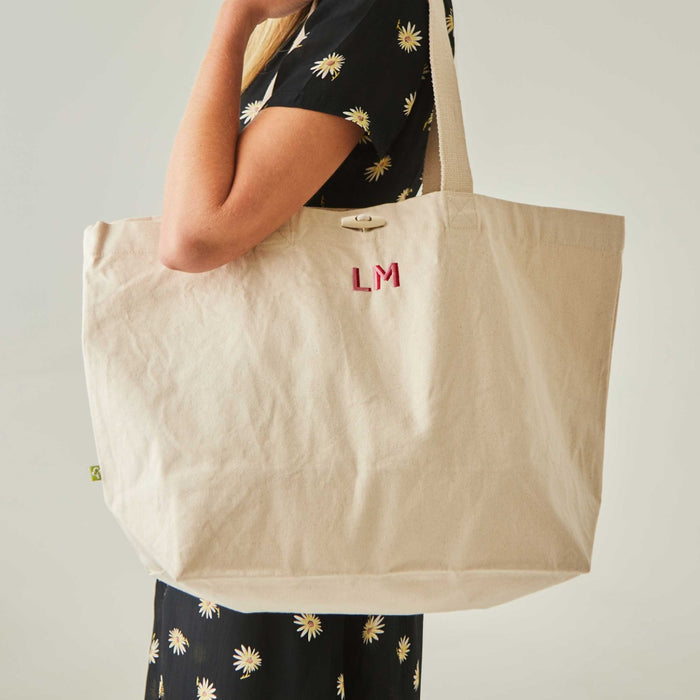 Personalised Red Initial Canvas Tote Bag by Made Yours