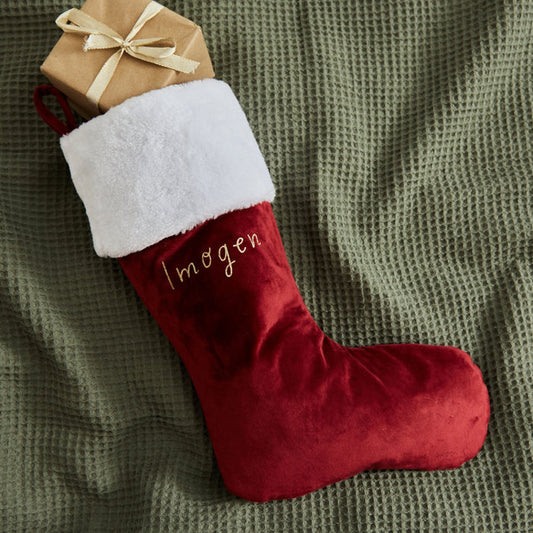 Personalised Red Velvet Name Gift Stocking