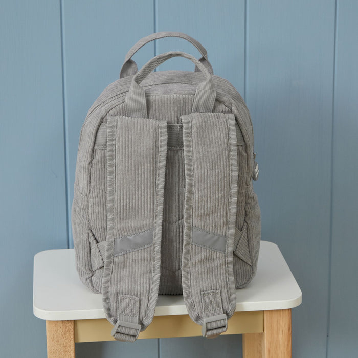 Personalised Rocket Embroidered Grey Cord Backpack
