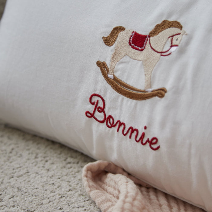 Personalised Rocking Horse Linen Cushion
