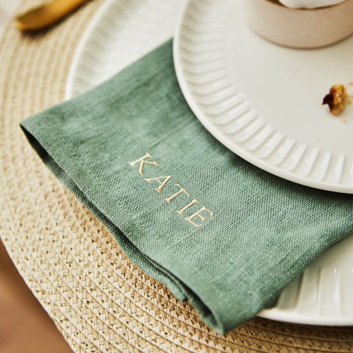 Personalised Rosemary Linen Napkin in Bold Font by Made Yours