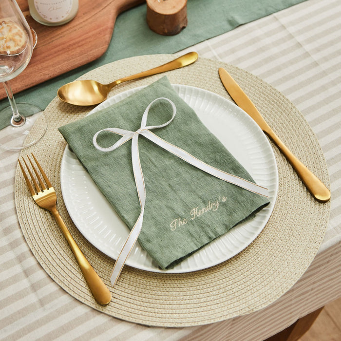 Personalised Rosemary Linen Napkin in Script Font by Made Yours