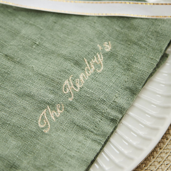 Personalised Rosemary Linen Napkin in Script Font by Made Yours