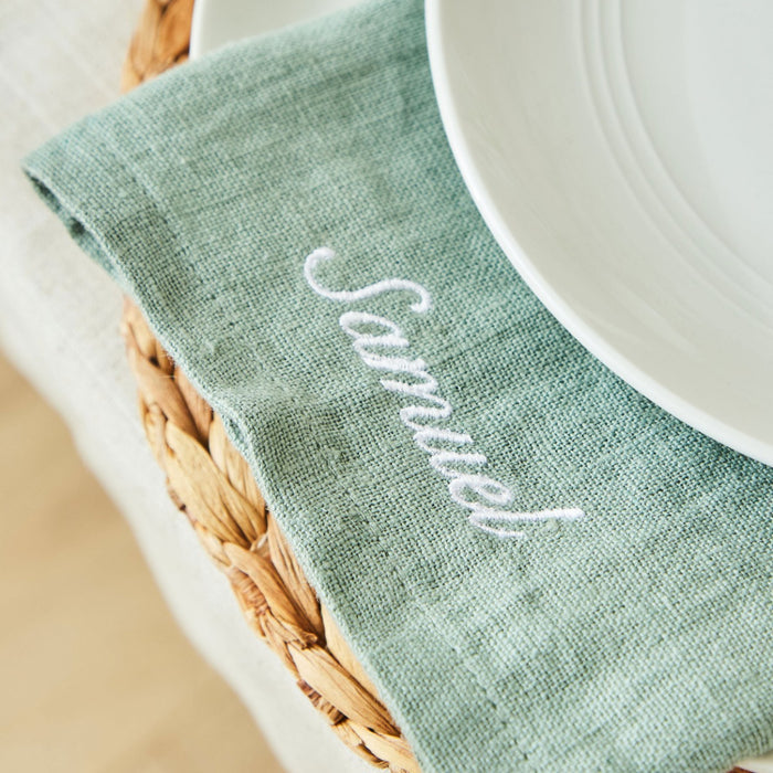 Personalised Rosemary Linen Napkin in Script Font by Made Yours