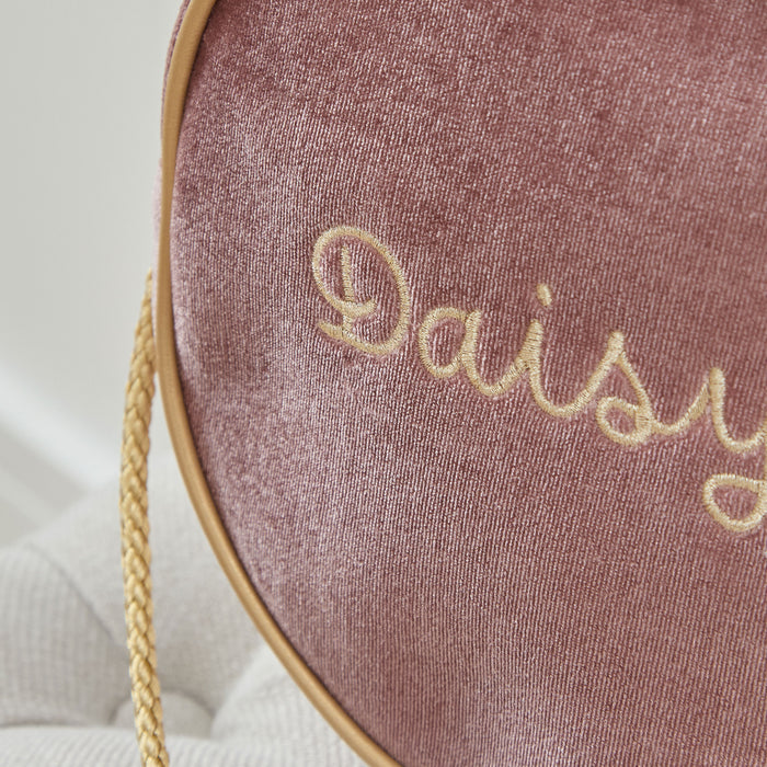Personalised Round Velvet Handbag
