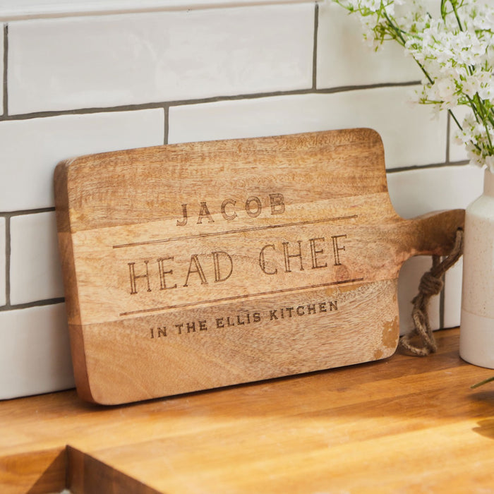 Personalised Rustic Head Chef Chopping Board