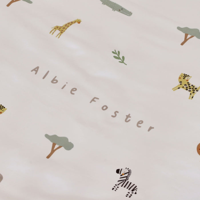 Personalised Safari Animals Toddler Duvet and Pillow Set 150x120cm