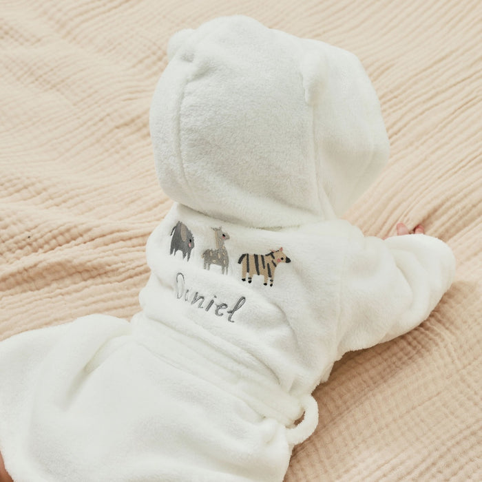 Personalised Safari Ivory Fleece Robe with Ears