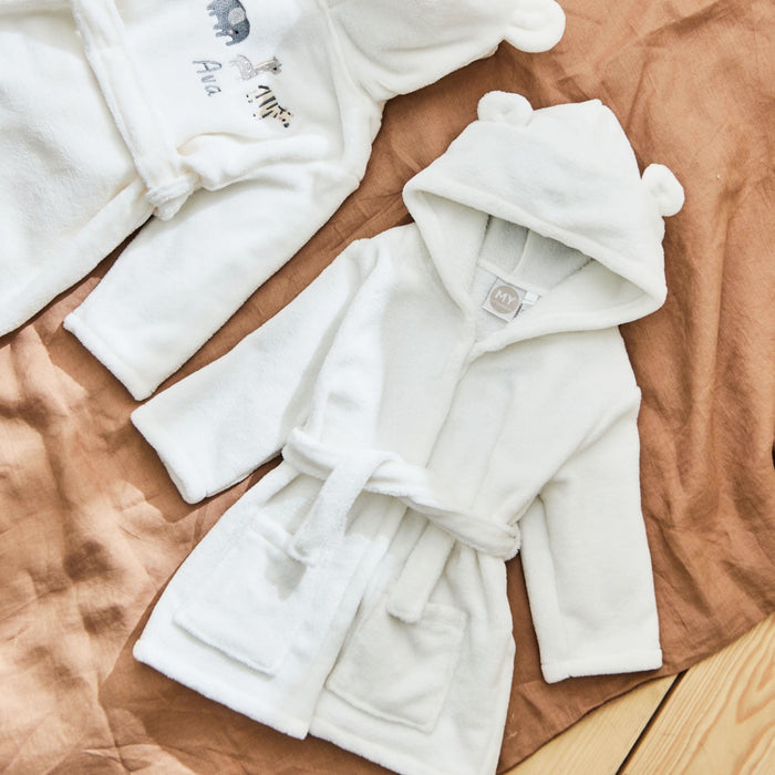 Personalised Safari Ivory Fleece Robe with Ears