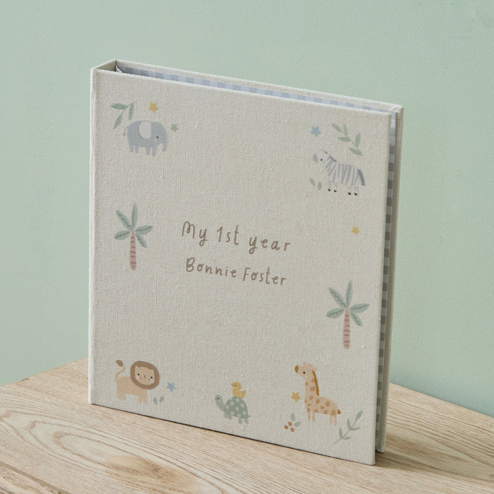 Personalised Safari Linen Record Book