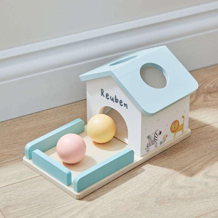 Personalised Safari Wooden Ball Drop Box Toy FSC®