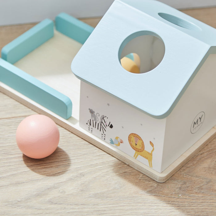 Personalised Safari Wooden Ball Drop Box Toy FSC®