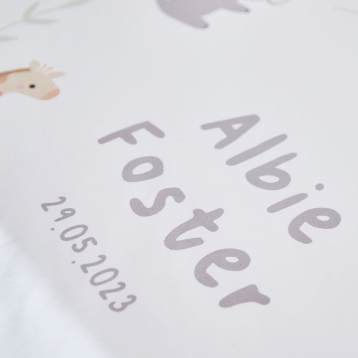 Personalised Safari Wreath Bedding Fitted Cot Sheet 70x140cm