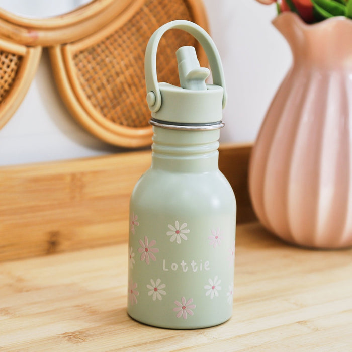 Personalised Sage Daisy Water Bottle