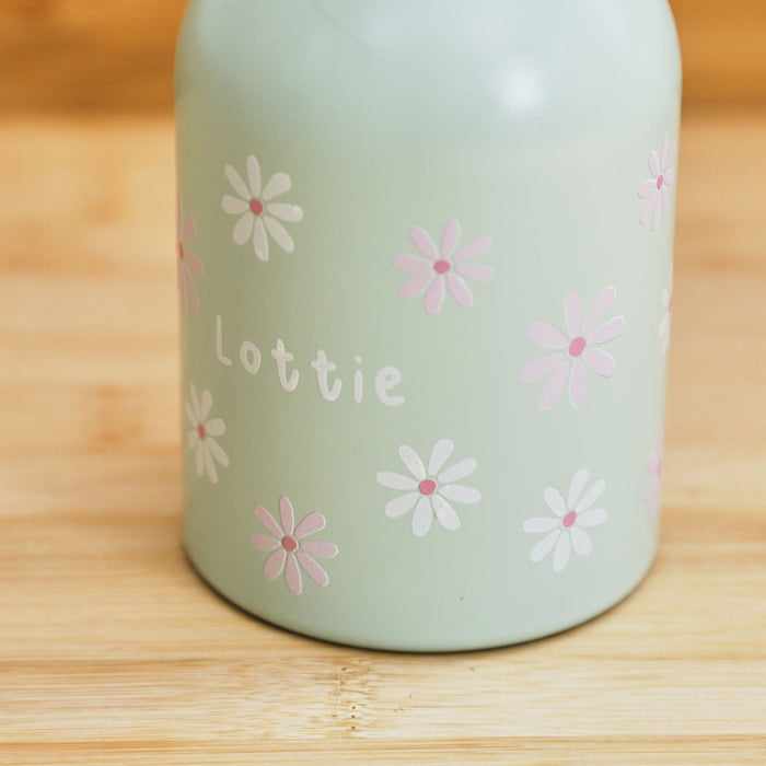 Personalised Sage Daisy Water Bottle
