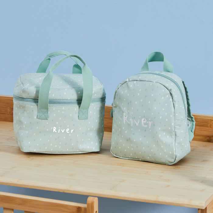 Personalised Sage Spot Backpack & Lunch Bag Gift Set
